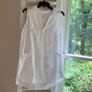 Sleeveless White Linen Top